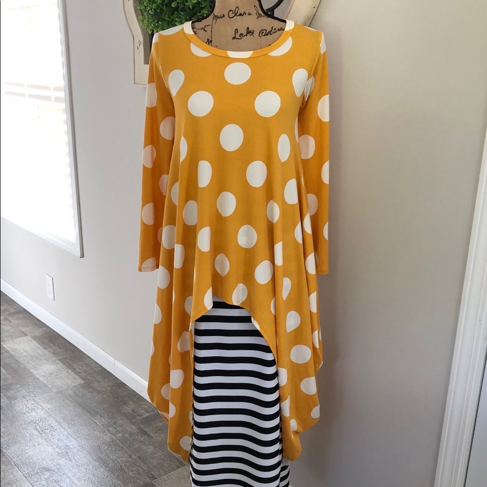 *ON HOLD*Mustard Polka Hi Low Tunic